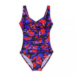 Aqua Green Women's Cinch-Front One Piece Swimsuit